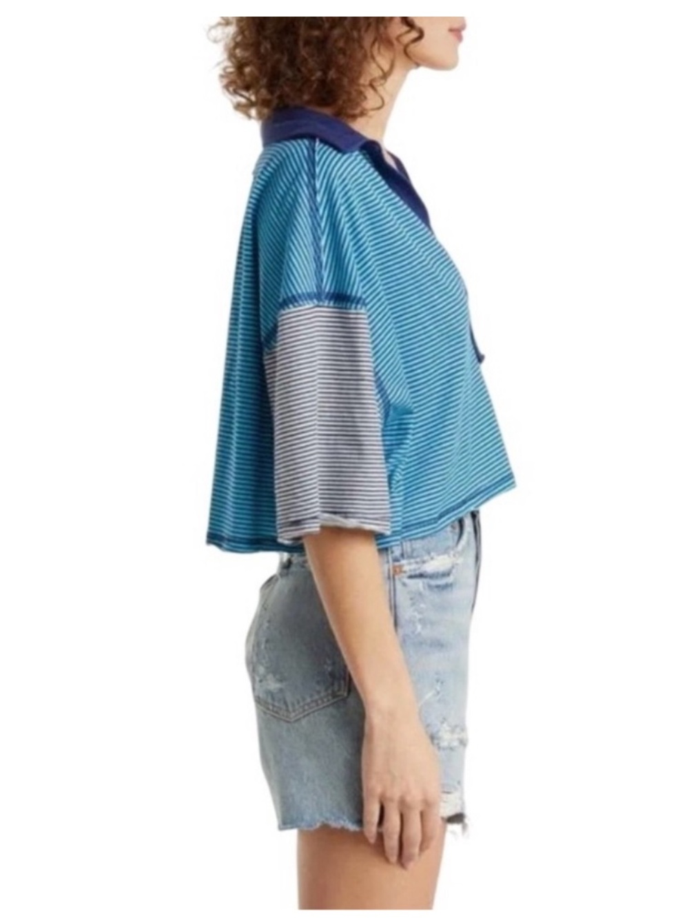 Free People ON A BOAT BOXY POLO TOP SIZE LARGE - Picture 11 of 15
